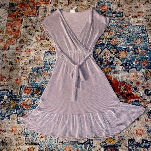 Beige and White Striped Dress